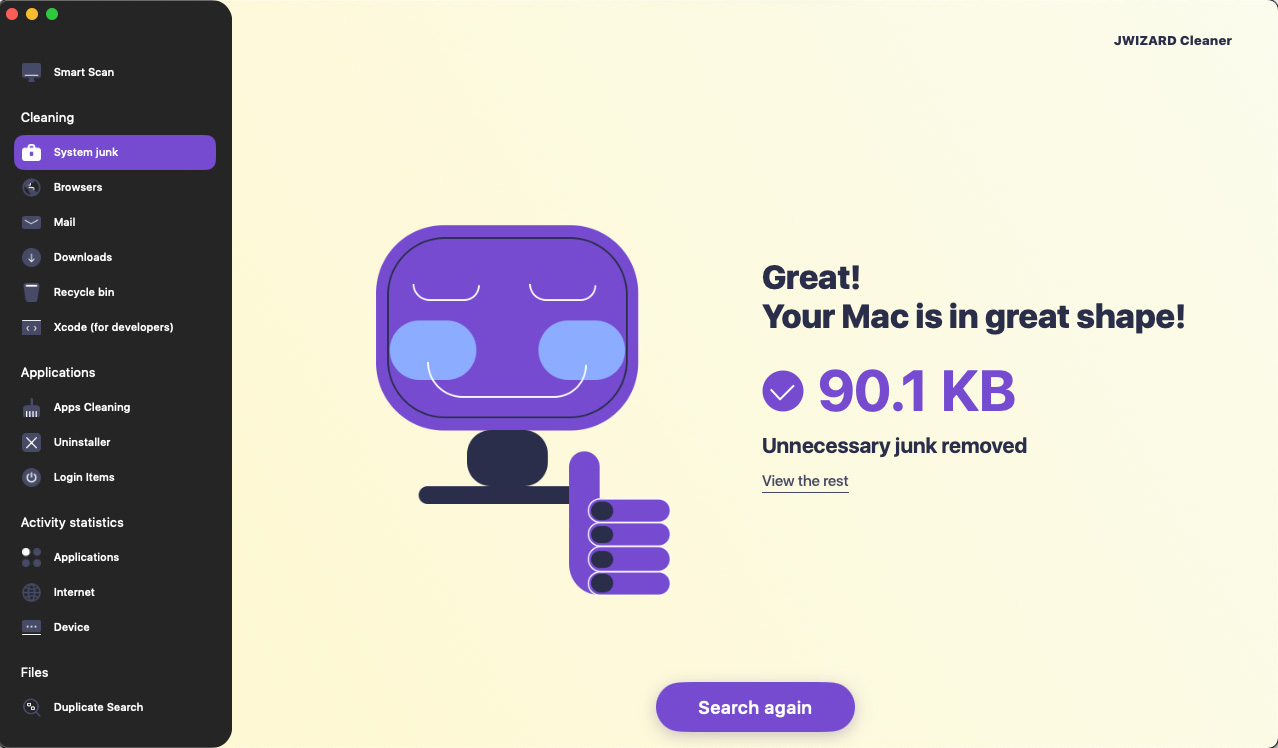 JWIZARD Cleaner vám pomůže vyčistit Mac od systémového smetí.