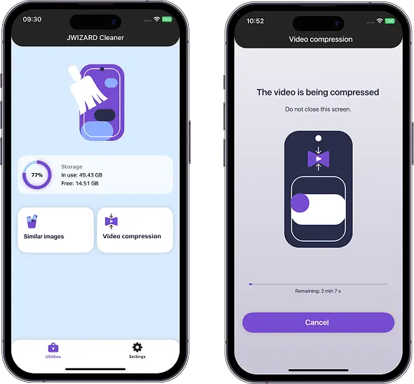 JWIZARD Cleaner App for iPhone